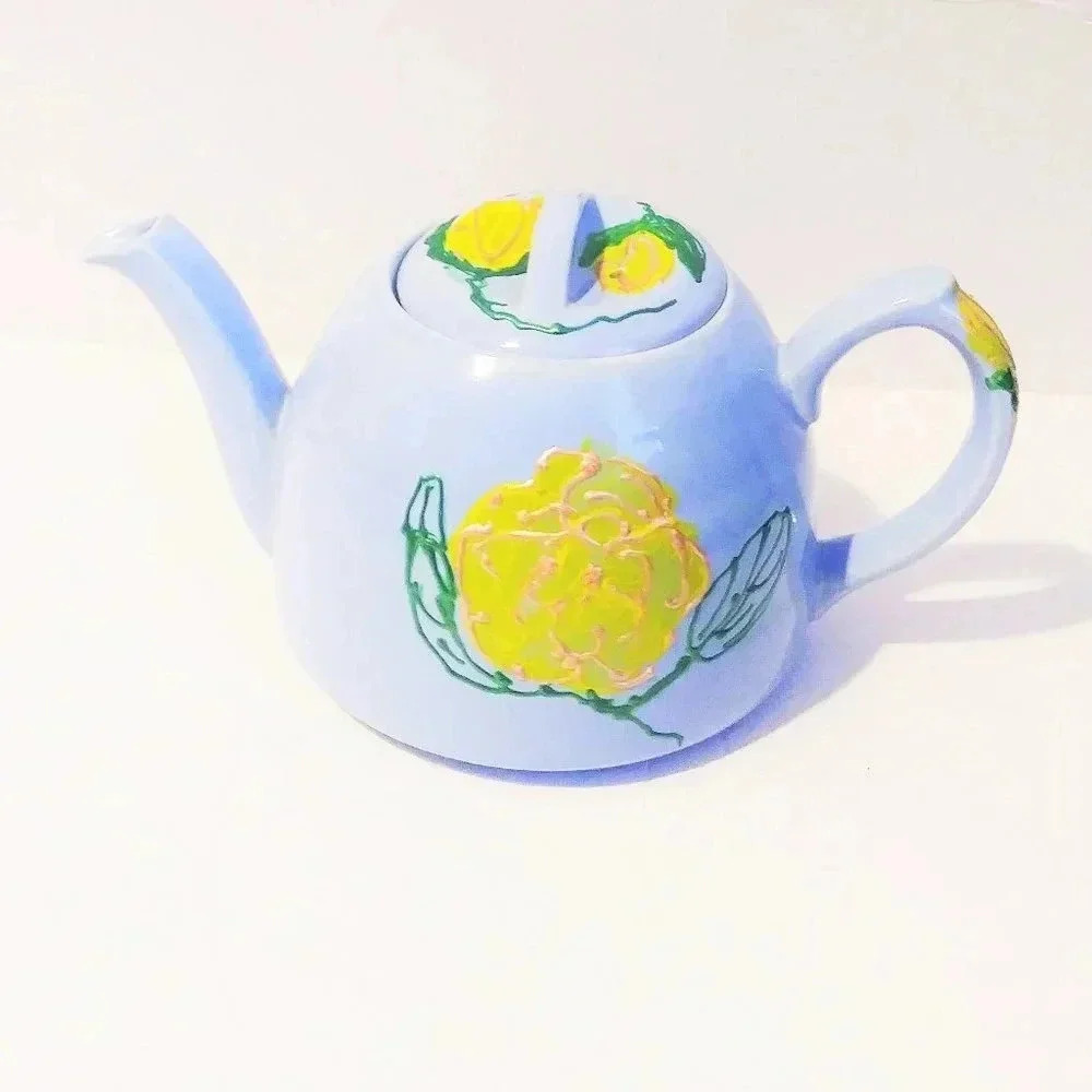 Vintage Handmade Blue Teapot England Made‎